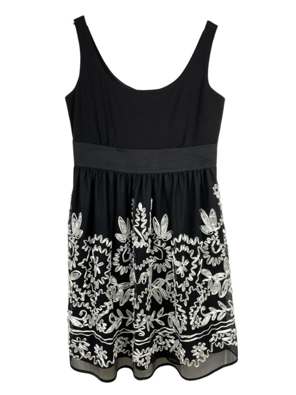 NWOT R&M Richards Embroidered Mesh Dress Black White 14P - Picture 3 of 13